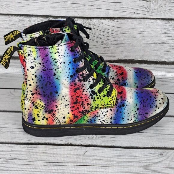 Dr. Martens Marley Hackney Booties AirWair Canvas Splatter Paint Youth 3 - Picture 6 of 11